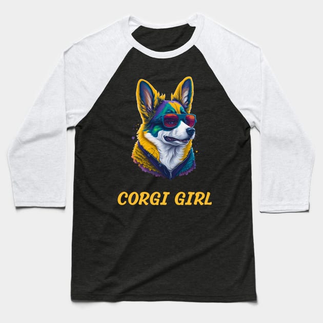 corgi girl Baseball T-Shirt by vaporgraphic